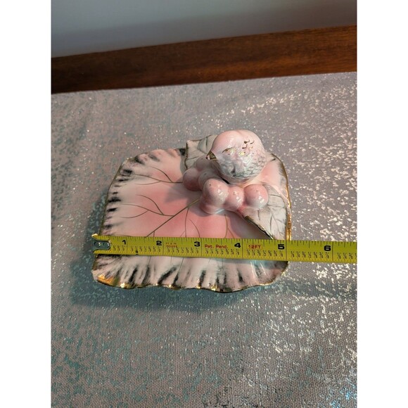 Ucagco Ceramics Japan Antq Vtg Pink Gray Gold Bird Trinket Vanity Cig Box MCM - Picture 11 of 14